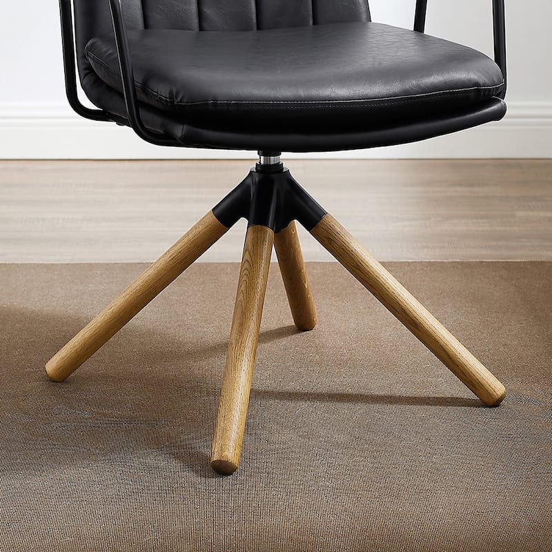 Art Leon Faux Leather Swivel Accent Arm Chair
