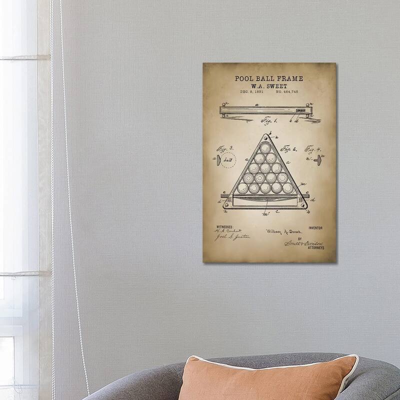 iCanvas "Billiard III" by PatentPrintStore Canvas Print - 26x18x1.5