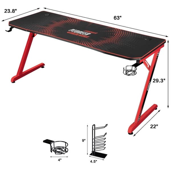 dimension image slide 0 of 6, Homall Gaming Desk Z Shaped Full Piece of Mouse Pad Computer Desk