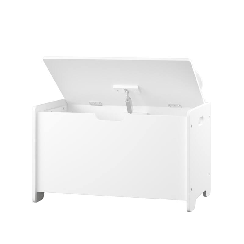 Kids Toy Box, Children Wooden Organizer Storage Chest with Safety Hinged Lid for Ages 2+ (White)