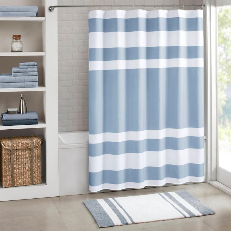 Madison Park Spa Waffle Shower Curtain with 3M Treatment