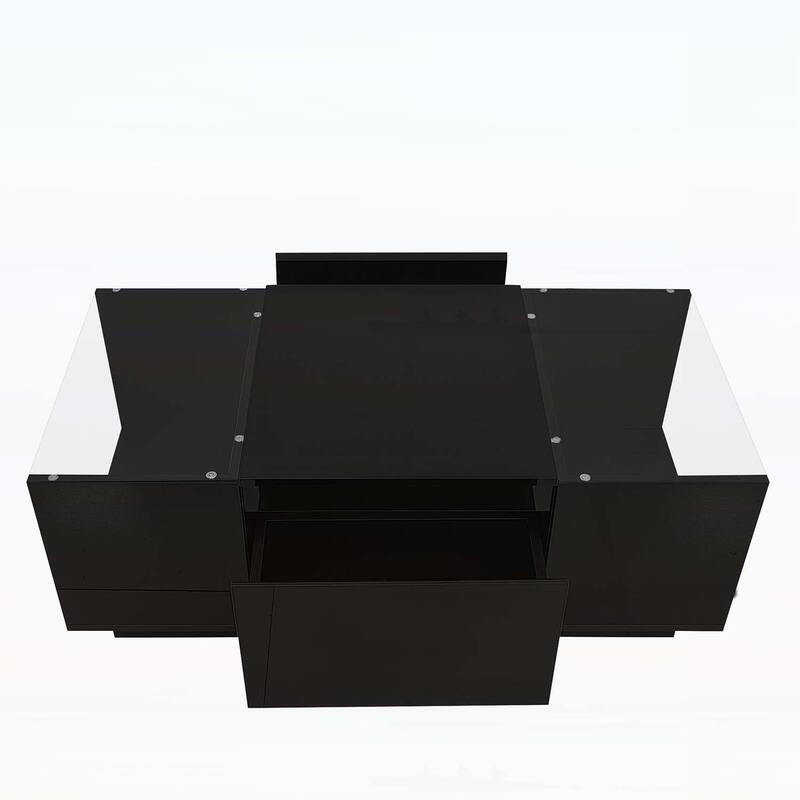 Stylish Coffee Table with Open Storage Compartment and 2 Hidden Drawers for Living Room