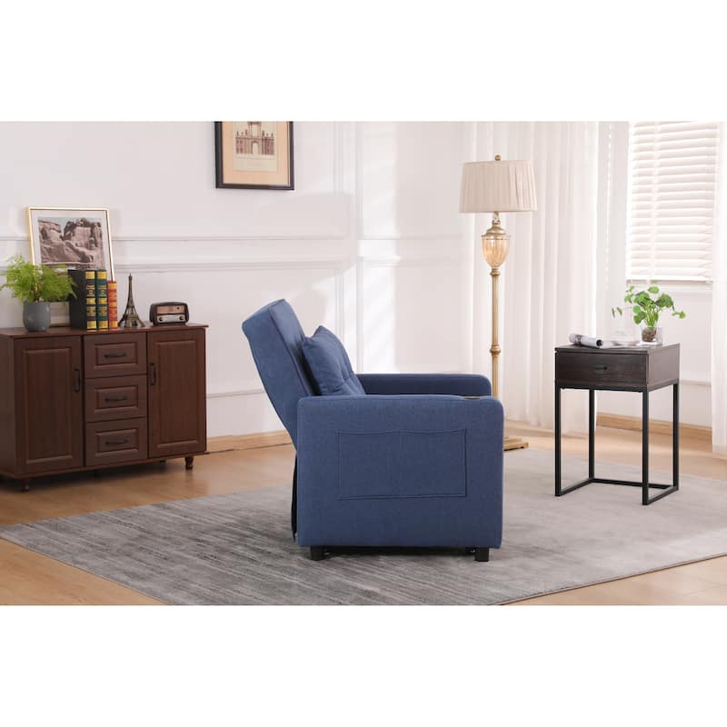 Convertible Pull-Out Sofa Bed with Side Pockets, Sleeper Chair with USB Charging, Single Chaise Lounger Chair