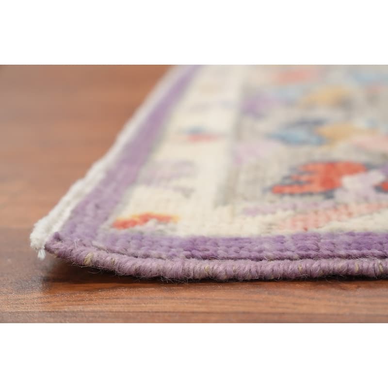 Hand Knotted Oriental 100% Wool Carpet Transitional Medallion Pink Oushak Area Rug - 6' 10'' X 5' 6''