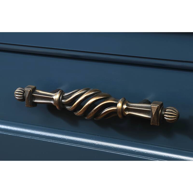 Anmytek Mid Century Modern Console Table Entryway with Drawers Navy Blue Retro Hallway Storage