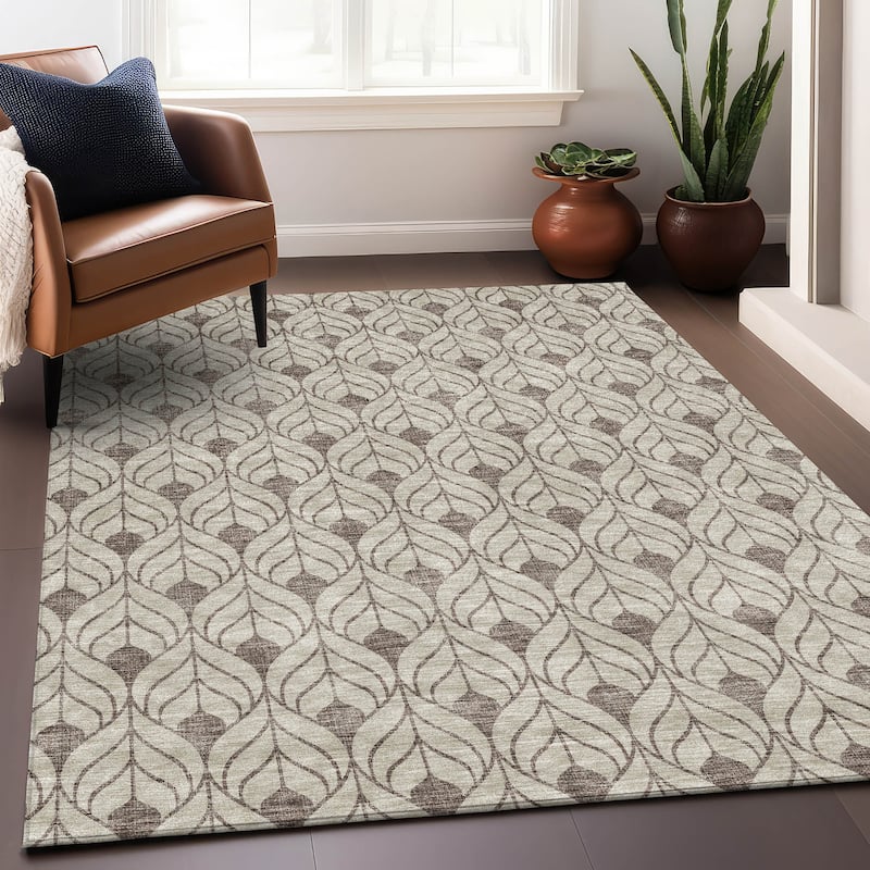 Premium Washable Super Soft Modern Teardrop Mayfield Rug - Brown - 5' x 7'6"