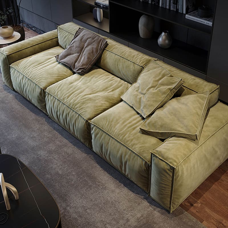 110'' Square Sofa Masha Velvet with Four-seater for Living Room Sofa-bed