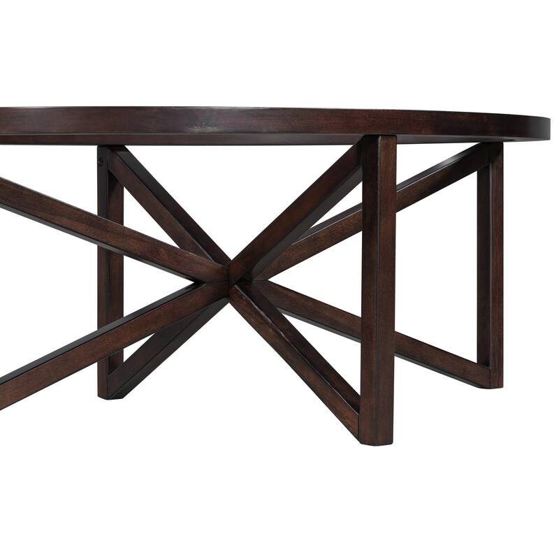 Modern simple glass coffee table, tempered glass coffee table solid wood base round transparent glass top