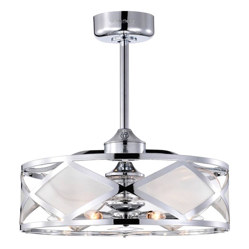 Daniya 23 Inch Chrome Polished Finish 6 Light, 3 Blade Ceiling Fandelier with Remote - Silver Chrome
