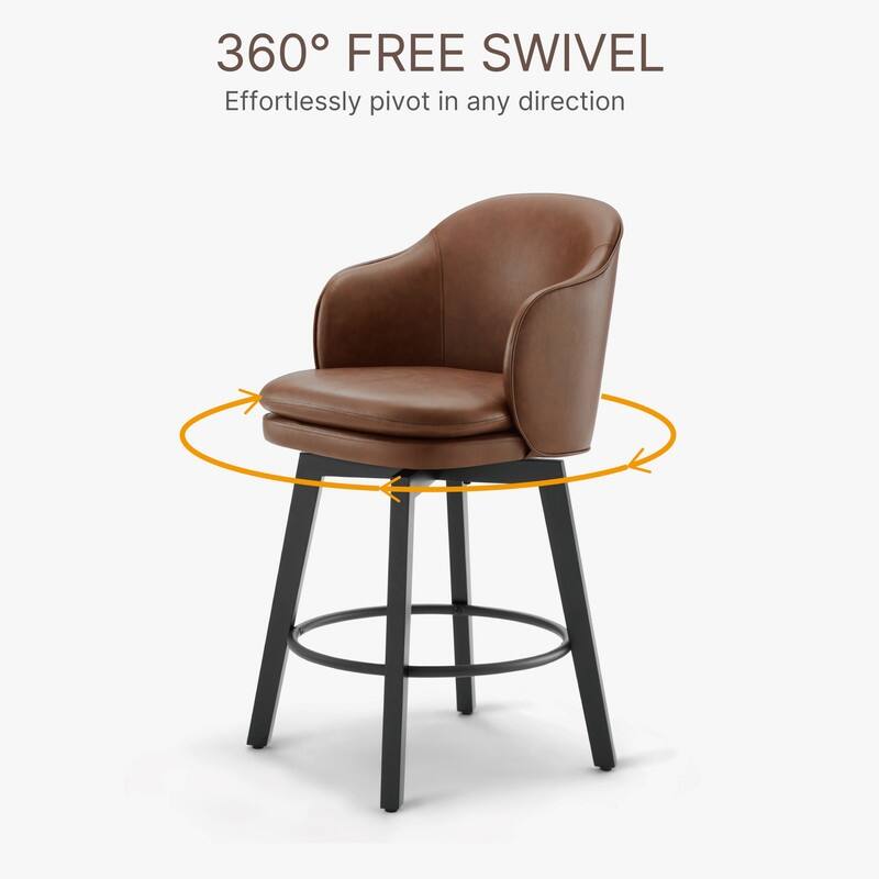 Spruce & Spring Kaylee Modern Swivel Counter Height Bar Stools with Arm