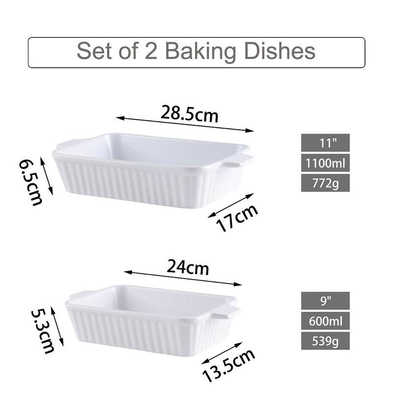MALACASA Series Bake.Bake, Rectangle Porcelain Bakeware Set