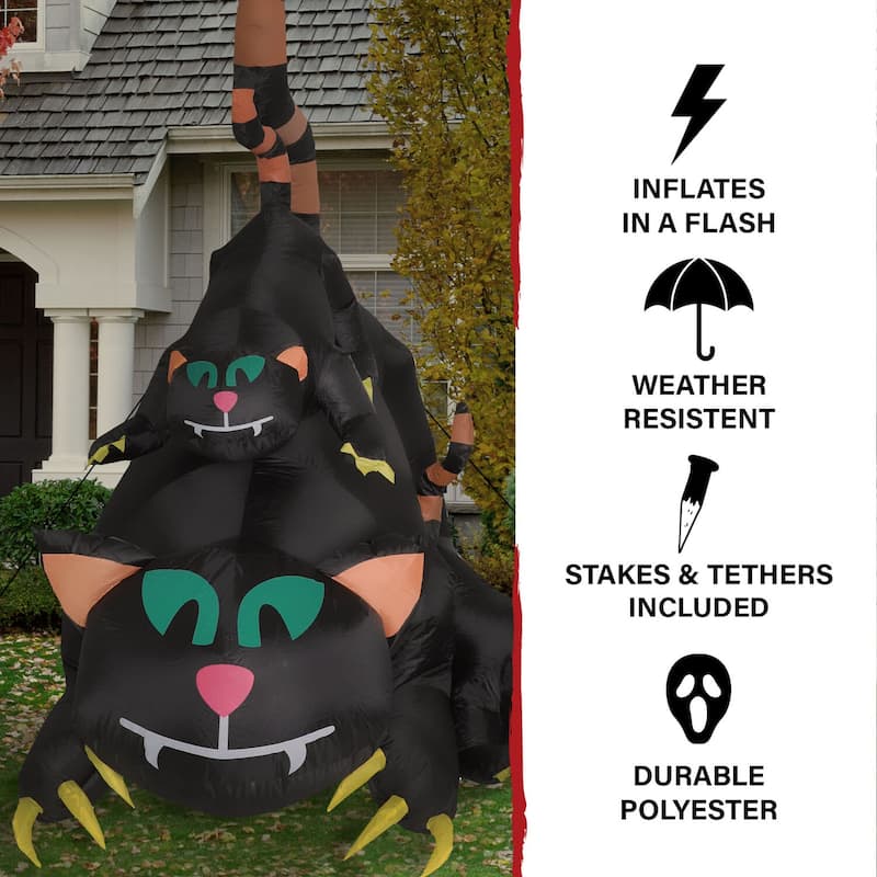 Haunted Hill Farm 5-ft. Prelit Inflatable Black Cat Trio