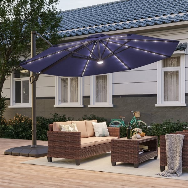 Bonosuki 11Ft Aluminum LED Cantilever Patio Umbrella with Base for Patio Deck Garden - On Sale - Bed Bath & Beyond - 42768597 Bonosuki 11Ft Aluminum LED Cantilever Patio Umbrella with Base for Patio Deck Garden - On Sale - Bed Bath & Beyond - 42768597