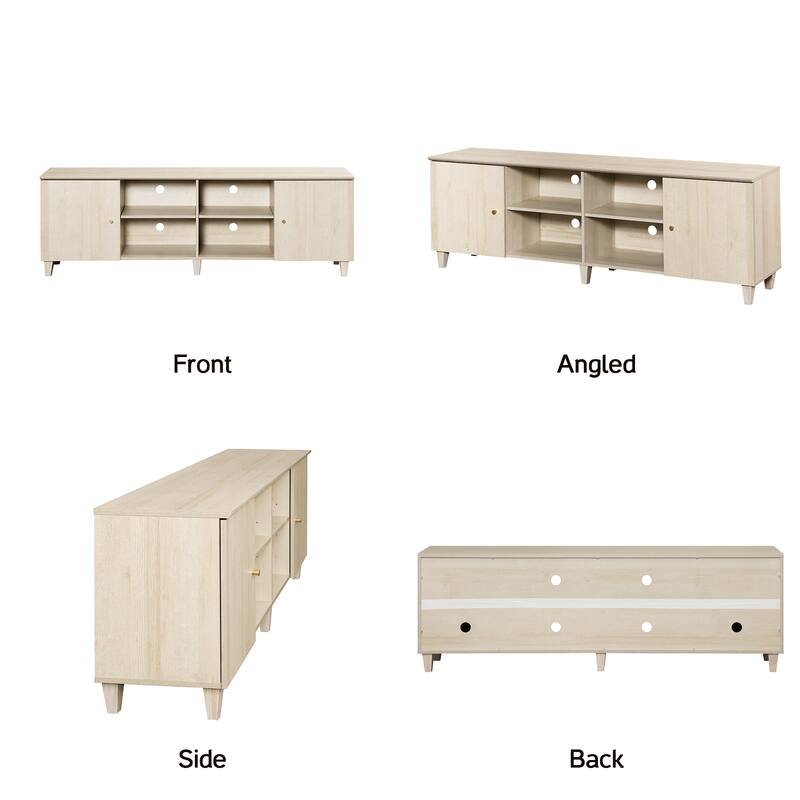 TV Stand & Charging End Tables Set for 100" TVs with Drawers & Doors