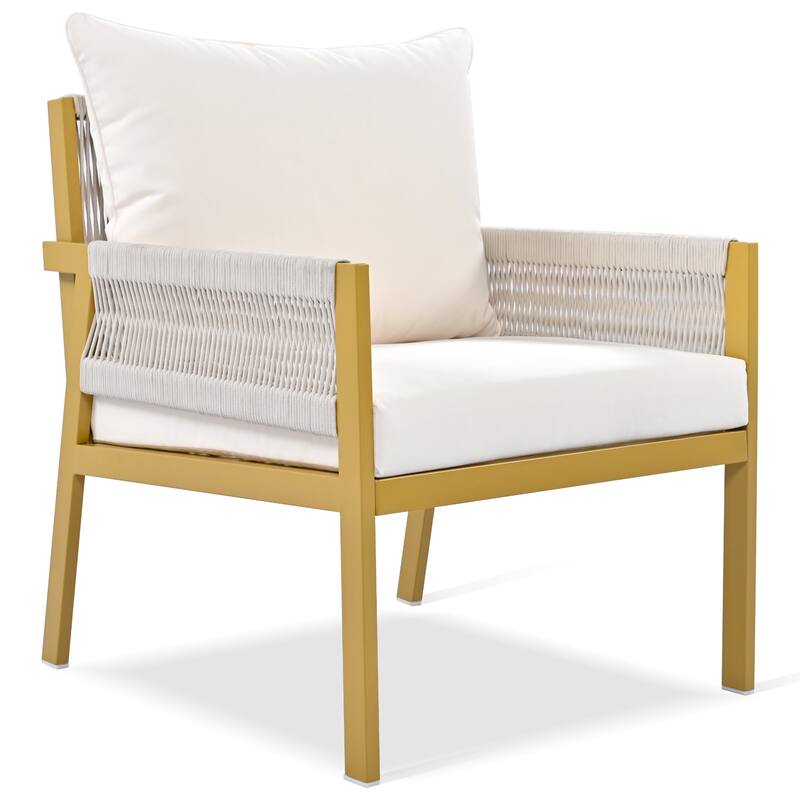 4-Piece Patio Furniture Set, Outdoor Garden Conversation Set with Tempered Glass Table, Deep Seating and Thick Cushion