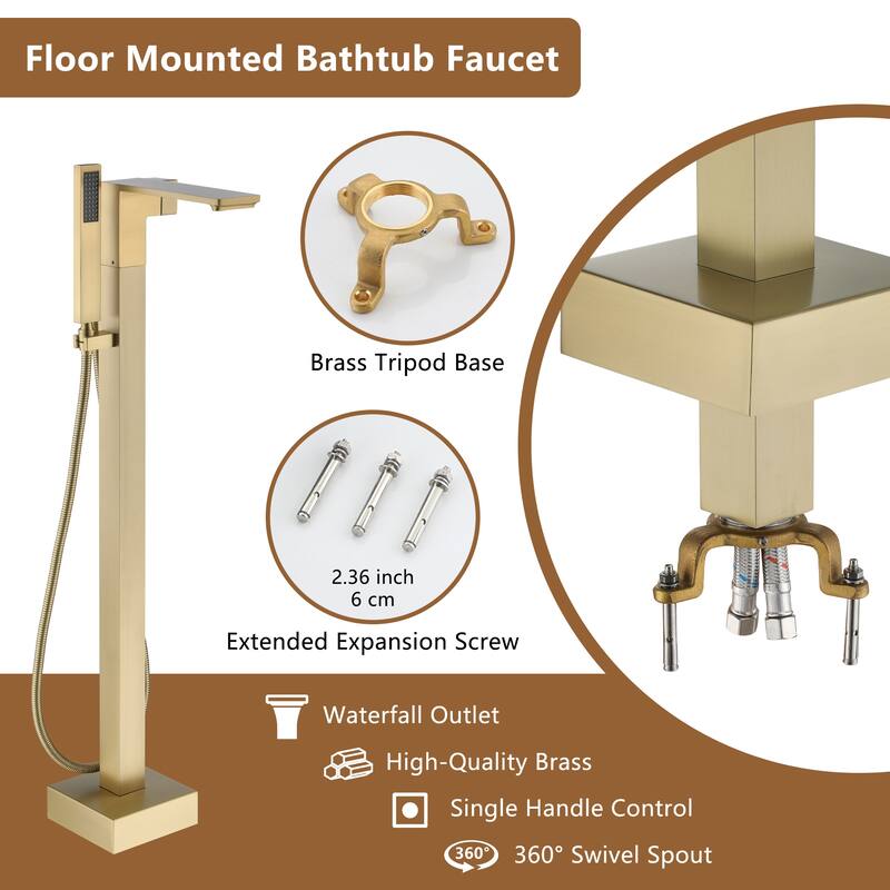 Freestanding Bathtub Faucet With Hand Shower Tub Faucets Floor Mount Tub Filler