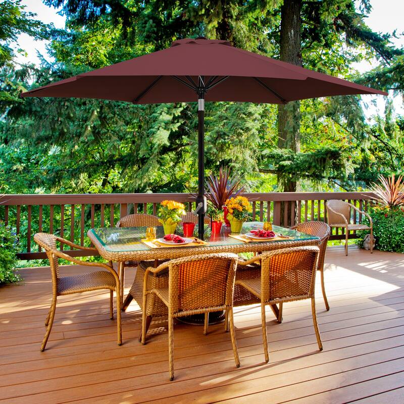 Yaheetech 9ft Patio Umbrella 8 Ribs with Push Button Tilt and Crank