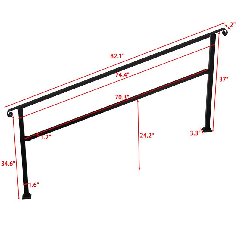 Sturdy Wrought Iron Handrail Ideal for Gardens, Porches, and Home Use