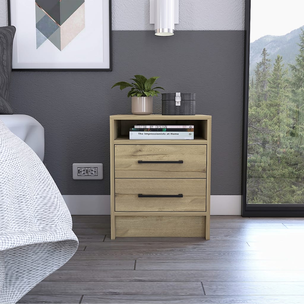 2-Drawer 1-Shelf Rectangle Nightstand