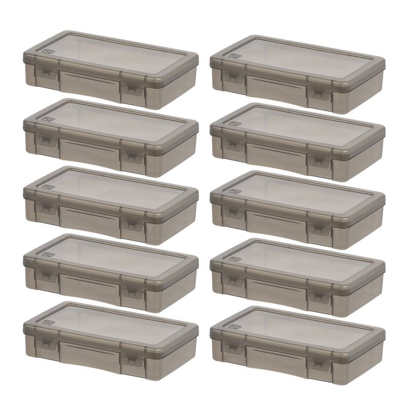 IRIS USA® Clear Case 1 Qt Buckle Lid - Gray - Set of 10
