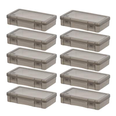 IRIS USA® Clear Case 1 Qt Buckle Lid - Gray - Set of 10