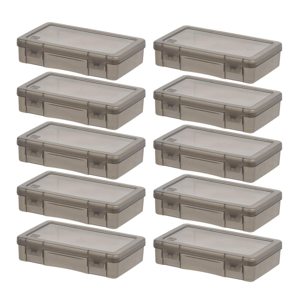 IRIS USA® Clear Case 1 Qt Buckle Lid - Gray - Set of 10