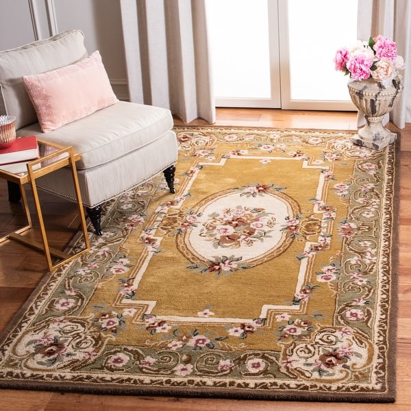 slide 2 of 42, SAFAVIEH Handmade Classic Mira Traditional Oriental Wool Rug 3' x 5' - Light Gold/Green - Rectangle