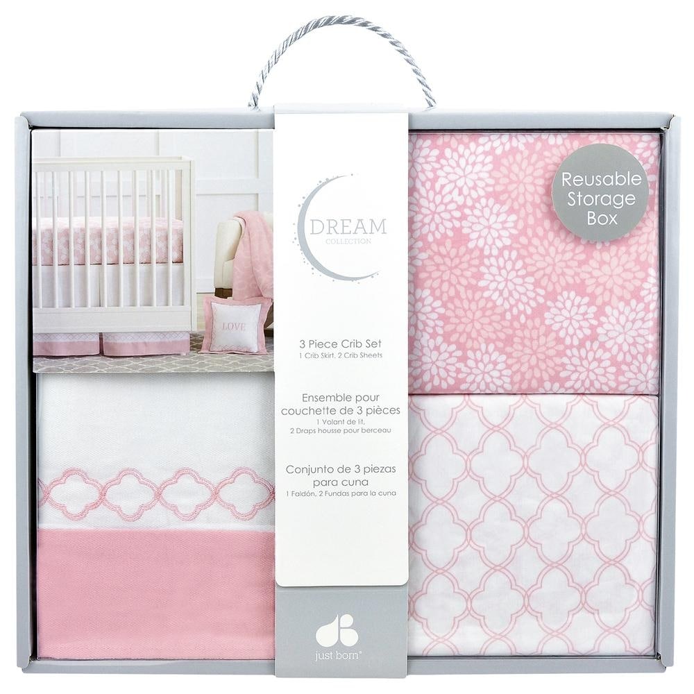 Just Born Dream 3 Piece Crib Set Pink White Pink One Size Bed Bath Beyond 30036308