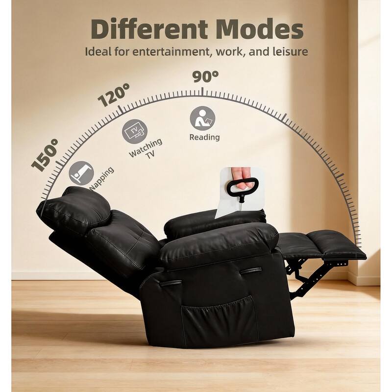360° Swivel Manual Recliner Chair, with Massage & Remote Control
