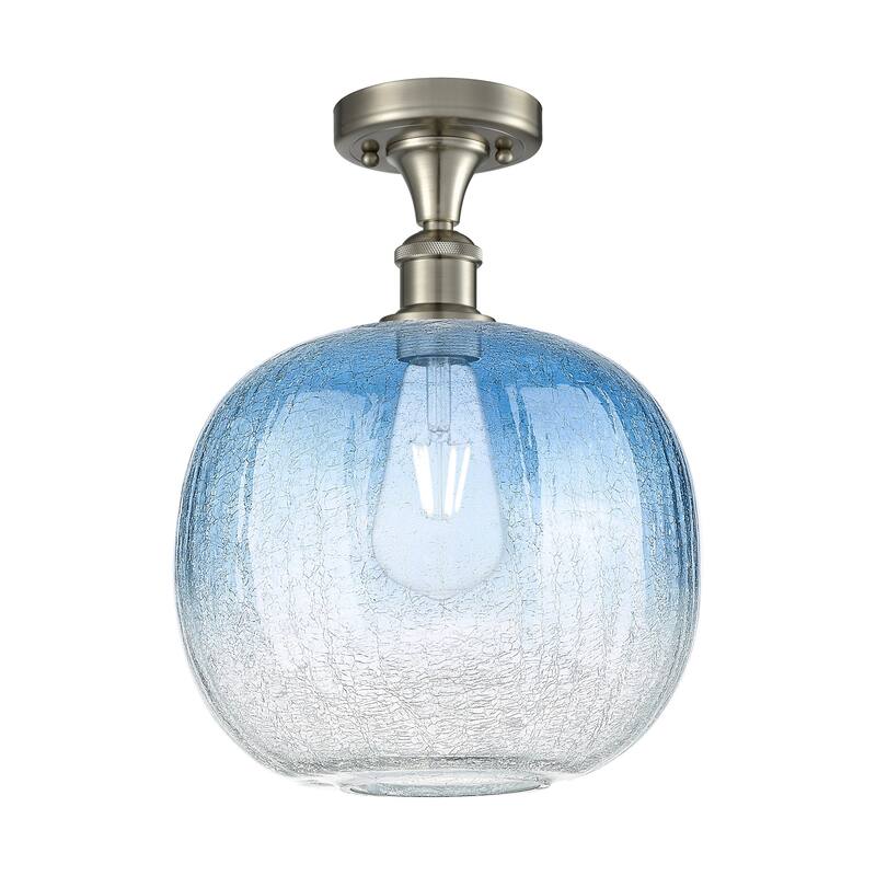 Innovations Lighting 516-1C-13-11 Brookhaven Sphere Semi-Flush - Brushed Satin Nickel / Sapphire Blue