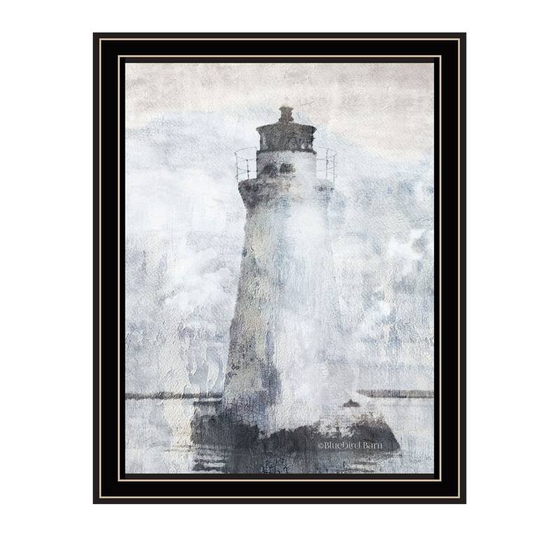 TrendyDecor4U Contemporary "Lighthouse" Framed Print Wall Art - Black