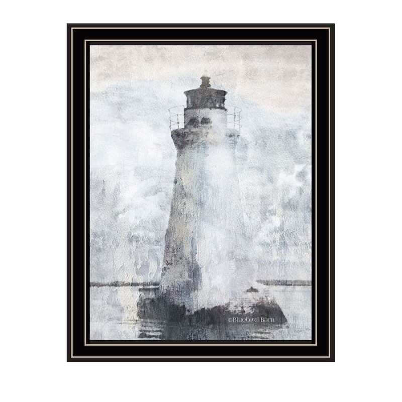 TrendyDecor4U Contemporary "Lighthouse" Framed Print Wall Art - Black