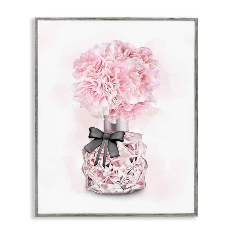 Stupell Pink Flower Perfume Glam Fashion Design Framed Giclee Texturized Art by Ziwei Li - 24 x 30 - Grey