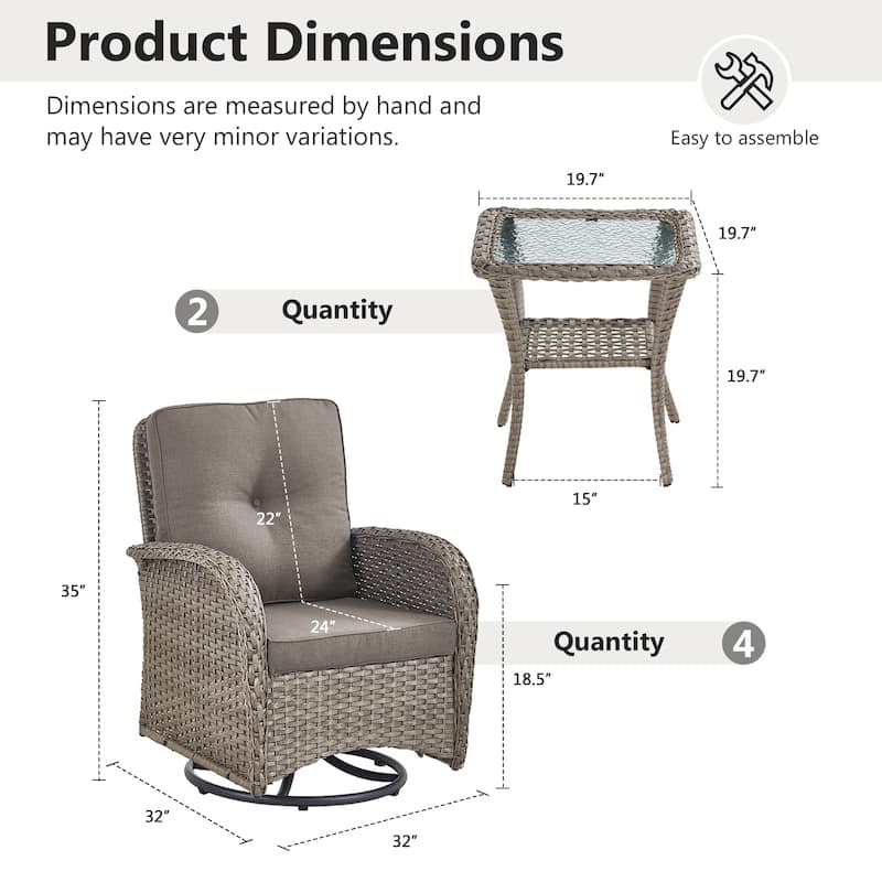 Gymojoy Outdoor Wicker Patio Furniture Chair Set Weather-Resistant