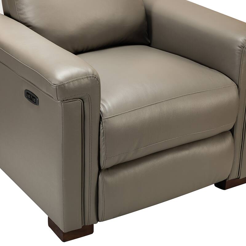Alicia 34.65" Wide Contemporary Classic Genuine Leather Power Recliner With USB Port, Set of 2