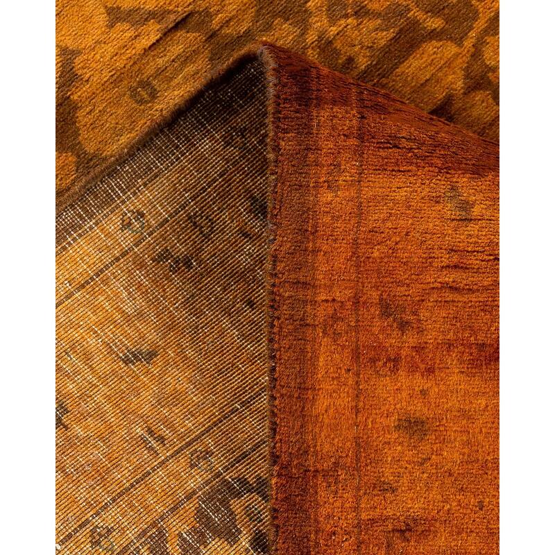 Fine Vibrance, One-of-a-Kind Hand-Knotted Runner Rug - Gold, 2' 8" x 8' 4" - 2' 8" x 8' 4"