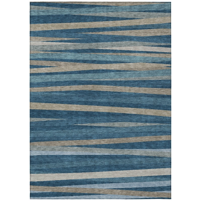 HomeRoots Striped Transitional Rectangle Outdoor Rug