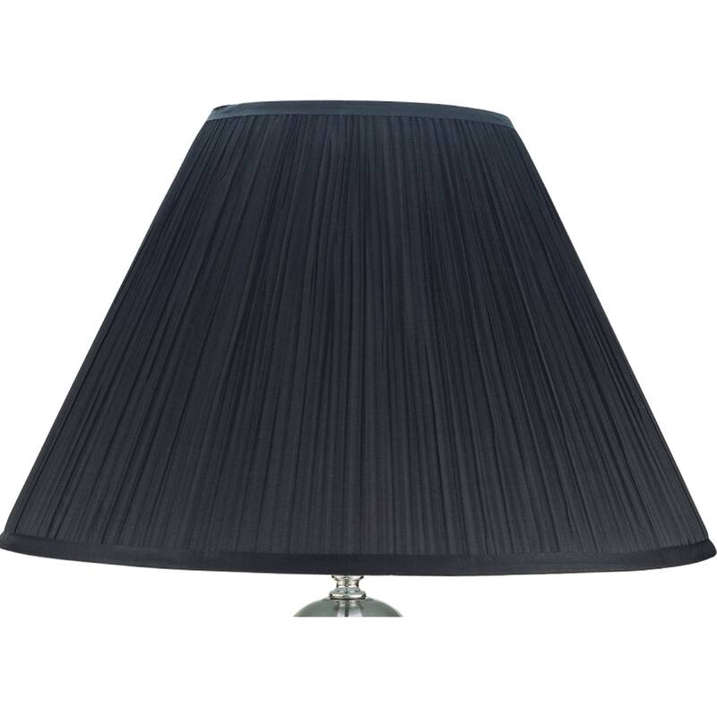 1pc Elegant Crafted Table Lamp Glossy Gray Base Contrasting Metallic Details Pleated Shade Modern Look Porcelain Rotary Switch