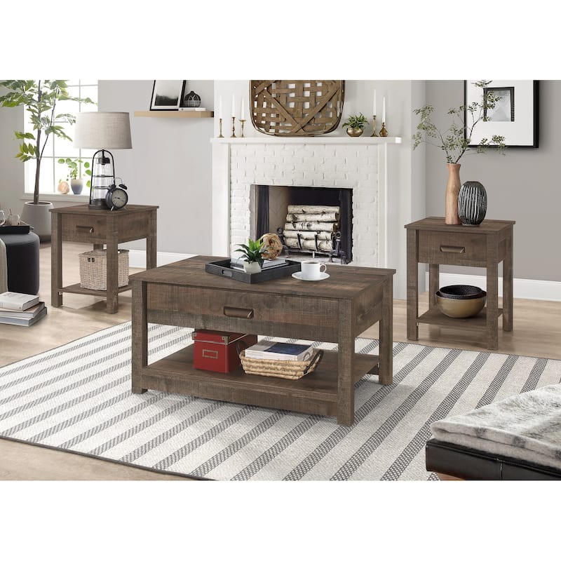 Mark 3 pieces Coffee Table Set - Brown Oak