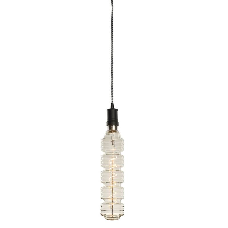 Bulbrite 1-Light Black Contemporary Pendant Socket and Canopy with LED Light Bulb - 4W Water Bottle Shaped Grand Filament