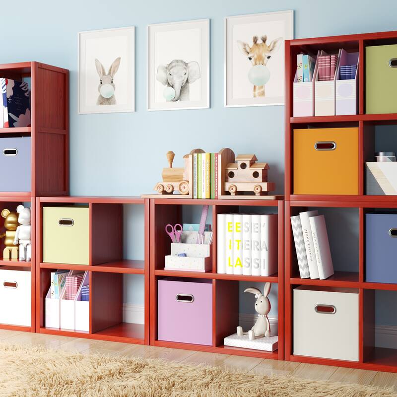 John Louis Home Solid Wood 4 Cube Storage Organizer Red Mahogany