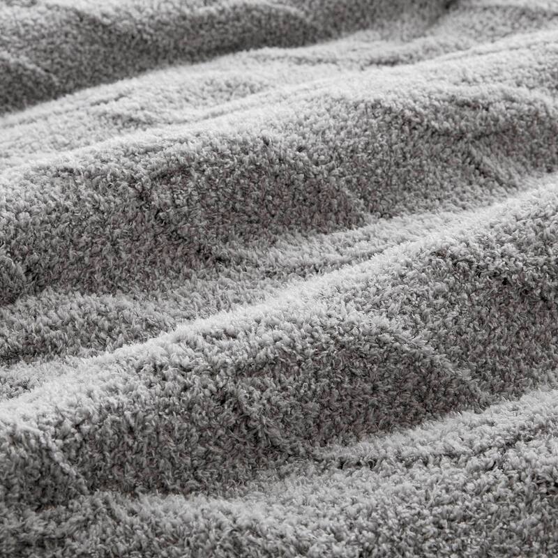 2 Pieces Twin Cable Knit Chenille Comforter Set