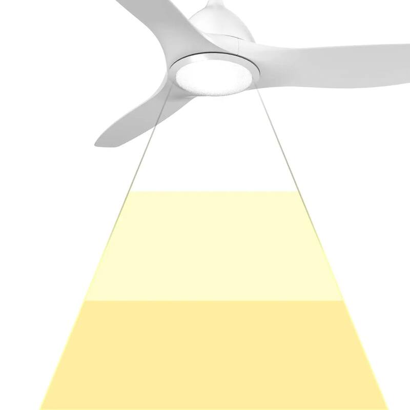 ProMounts All Seasons 52" Ceiling Fan with Light, Quiet, Alexa/Google, 3 Color LED Lights, Reversible, White