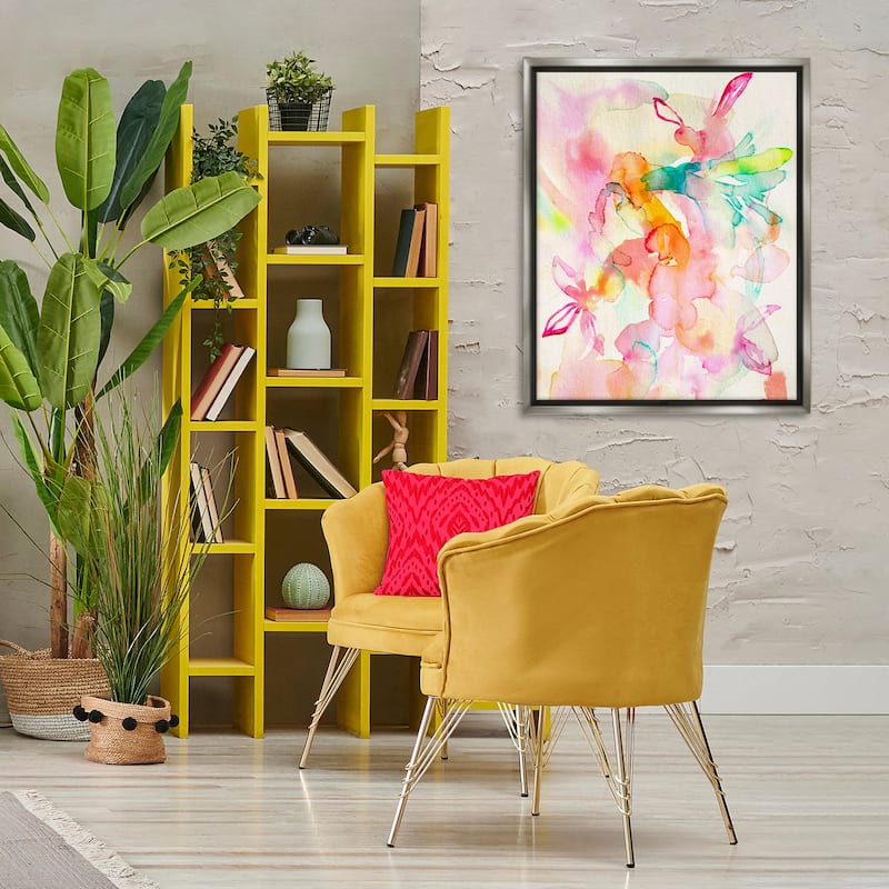 Stupell Abstract Watery Island Flowers Framed Floater Canvas Wall Art Design By Gemma Bardot