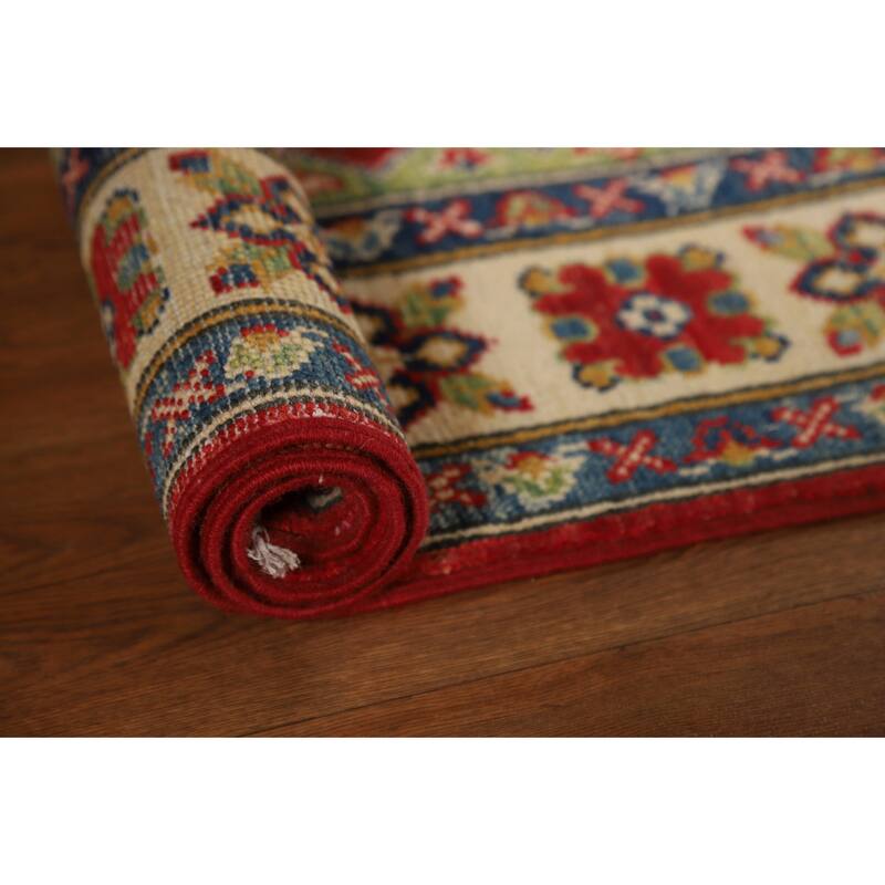 Geometric Kazak Foyer Rug Handmade Traditional Wool Carpet - 2'8"x 4'0"
