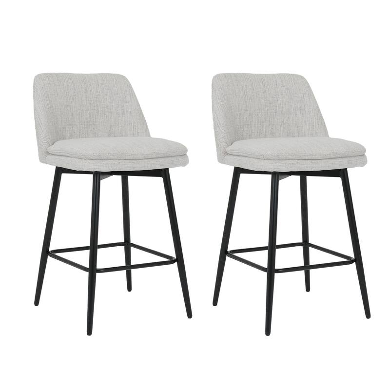 Counter Height Swivel Bar Stools Set of 2, 360°Swivel Upholstered Barstools with Back and Metal Legs, Counter Stools