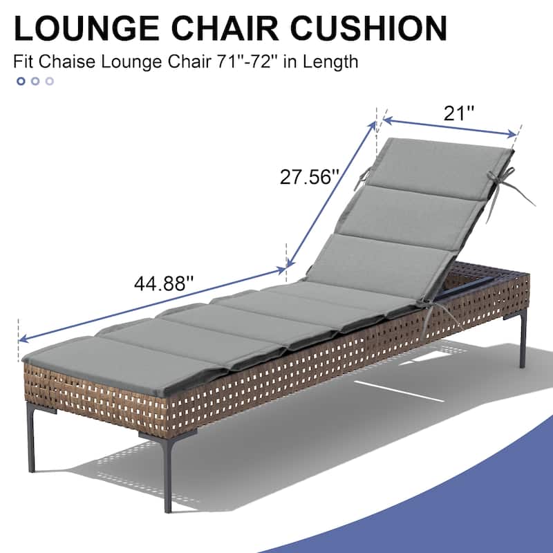 Outdoor Chaise Lounge Chair Cushion Patio Sun Lounger Cushion Sunbed Seating Pad