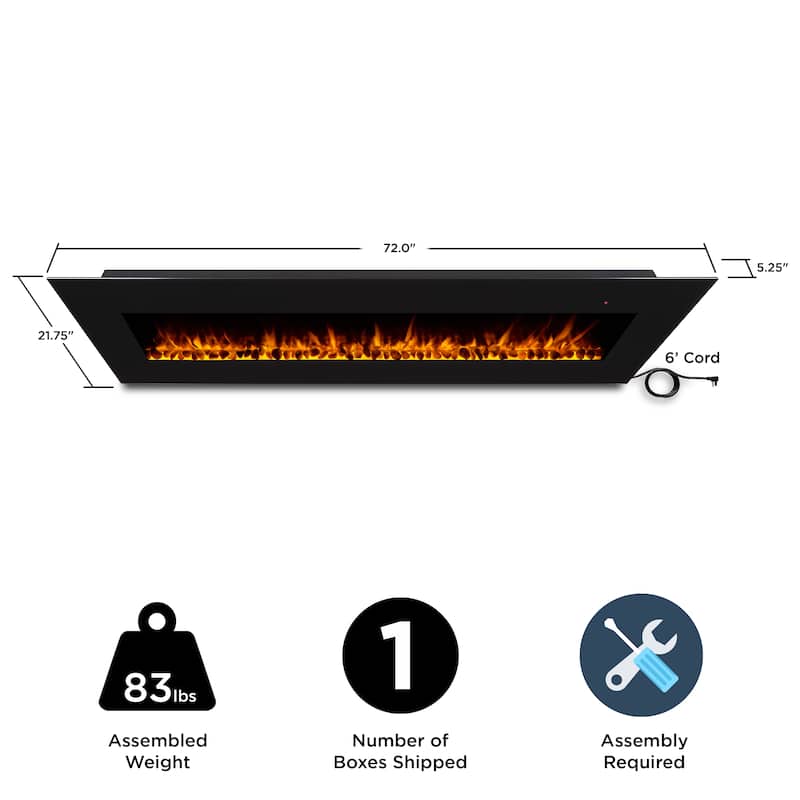 Corretto 72" Electric Wall Fireplace by Real Flame