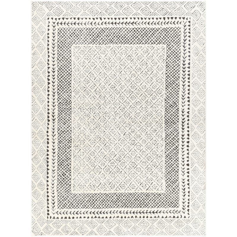Livabliss Freud Bohemian Bordered Area Rug - 2' 8" x 7' 3" - Cream/Black