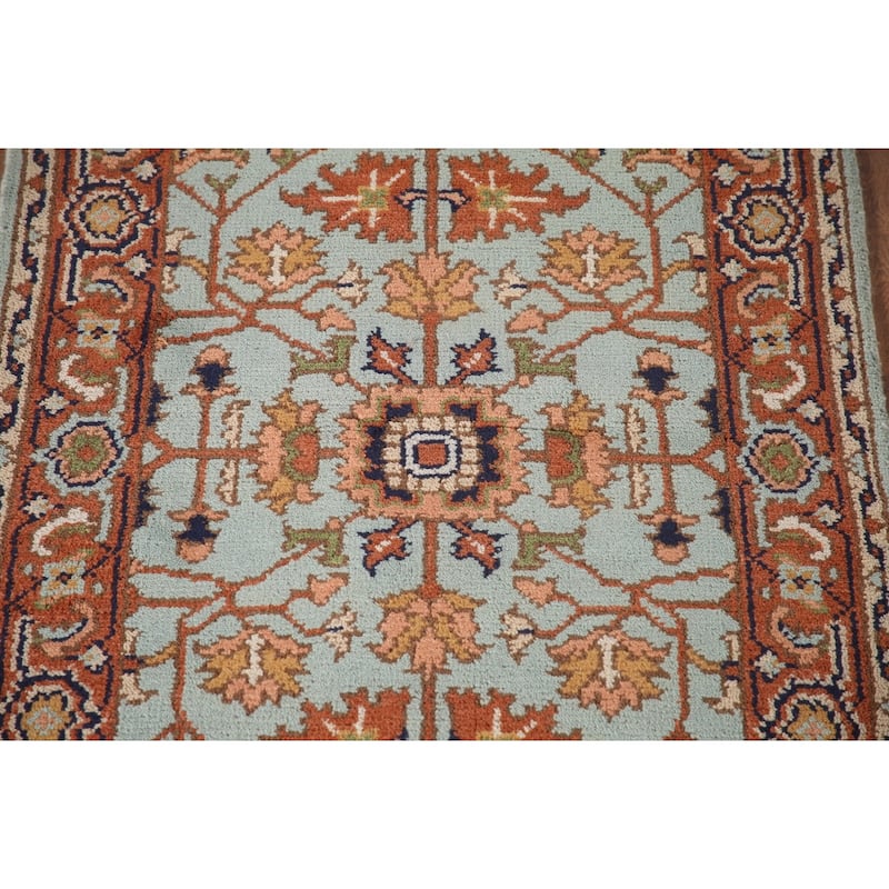 Hand Knotted Oriental 100% Wool Carpet Traditional Floral Navy Blue & Blues Heriz (serapi) Area Rug - 5' 0'' X 3' 0''